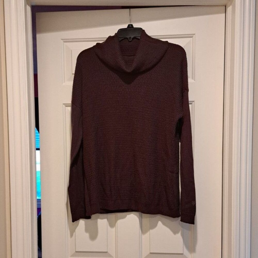 Kuhl Women's Lilah Pullover Sweater Size Large Wine Cowl Neck Wool Blend